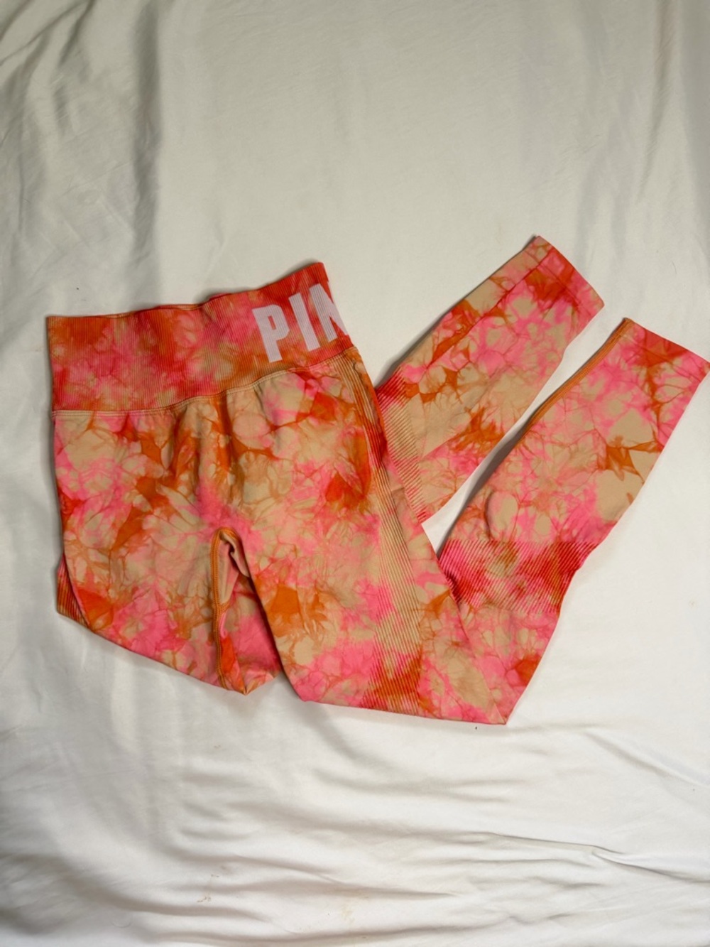 PINK Victoria's Secret Pink & Orange Tie-Dye Leggings